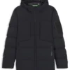 Down-filled parka jacket with water-repellent finish