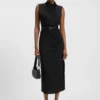 Drape-detail dress with mock neck