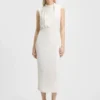 Drape-detail dress with mock neck