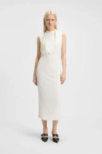 Drape-detail dress with mock neck
