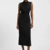 Drape-detail dress with mock neck