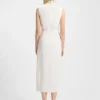 Drape-detail dress with mock neck