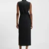Drape-detail dress with mock neck