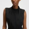 Drape-detail dress with mock neck