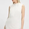 Drape-detail dress with mock neck