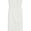 Drape-detail dress with mock neck