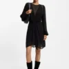 Drape-detail dress with polka dots