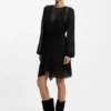 Drape-detail dress with polka dots
