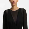 Drape-detail dress with polka dots