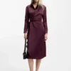 Drape-detail midi dress in satin Drape-detail midi dress in satin