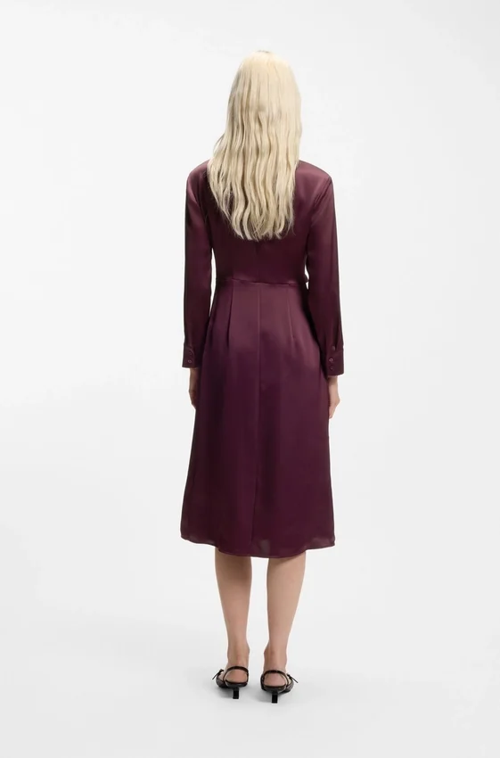 Drape-detail midi dress in satin Drape-detail midi dress in satin