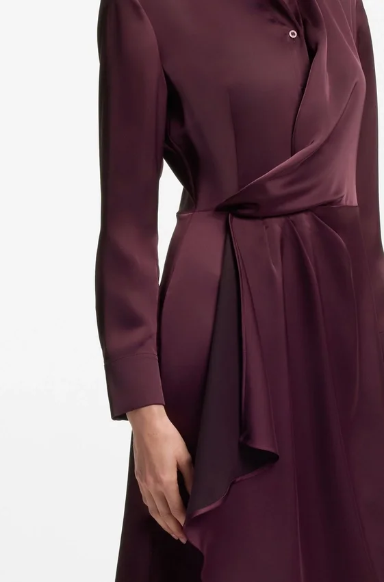 Drape-detail midi dress in satin Drape-detail midi dress in satin