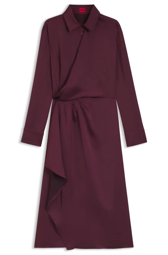 Drape-detail midi dress in satin Drape-detail midi dress in satin