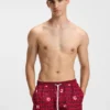Drawcord swim shorts with logo print
