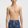 Drawcord swim shorts with logo print