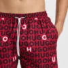 Drawcord swim shorts with logo print