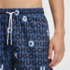 Drawcord swim shorts with logo print