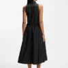 Drawcord-waist dress in cotton poplin