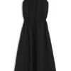 Drawcord-waist dress in cotton poplin