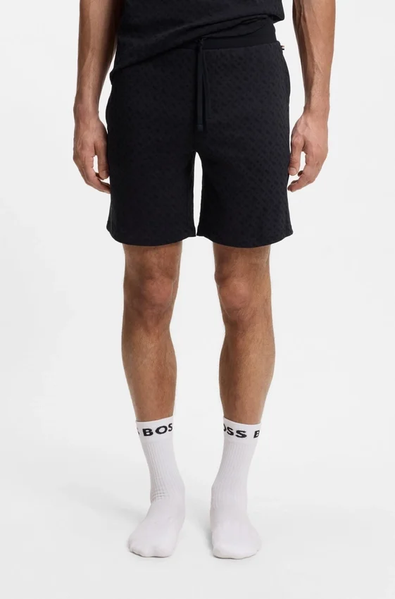 Drawstring pajama shorts in cotton with printed branding Drawstring pajama shorts in cotton with printed branding