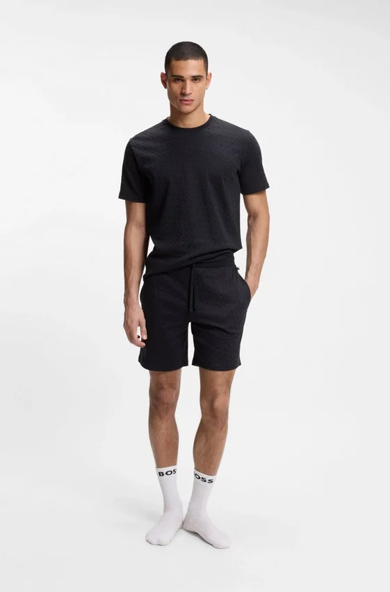 Drawstring pajama shorts in cotton with printed branding Drawstring pajama shorts in cotton with printed branding