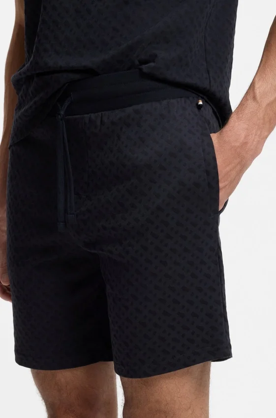 Drawstring pajama shorts in cotton with printed branding Drawstring pajama shorts in cotton with printed branding