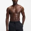 Drawstring swim shorts in stretch fabric with tape trim