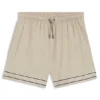 Drawstring swim shorts in stretch fabric with tape trim