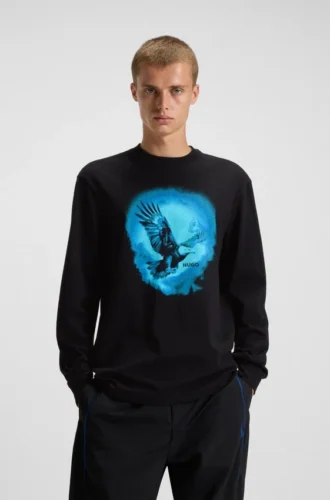Eagle-artwork T-shirt in cotton jersey