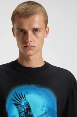 Eagle-artwork T-shirt in cotton jersey