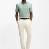 Easy-iron modern-fit trousers in cotton-blend twill