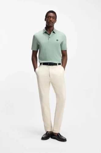 Easy-iron modern-fit trousers in cotton-blend twill