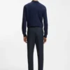 Easy-iron modern-fit trousers in cotton-blend twill