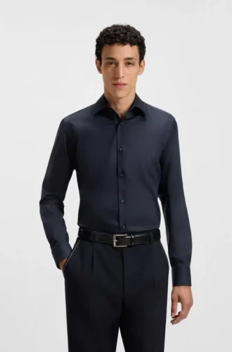 Easy-iron regular-fit shirt in cotton poplin