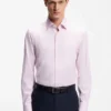 Easy-iron regular-fit shirt in stretch-cotton dobby