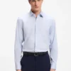 Easy-iron regular-fit shirt in stretch-cotton dobby
