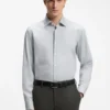Easy-iron regular-fit shirt in stretch-cotton dobby