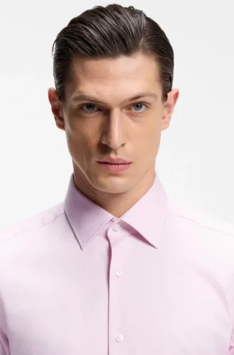 Easy-iron regular-fit shirt in stretch-cotton dobby