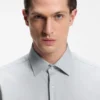 Easy-iron regular-fit shirt in stretch-cotton dobby