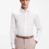 Easy-iron regular-fit shirt in stretch-cotton poplin