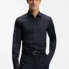 Easy-iron regular-fit shirt in stretch-cotton poplin