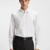 Easy-iron regular-fit shirt in stretch-cotton poplin