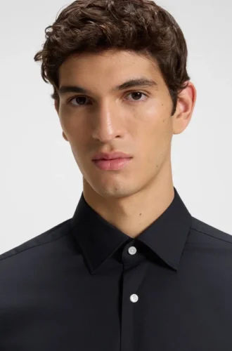 Easy-iron regular-fit shirt in stretch-cotton poplin