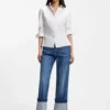 Easy-iron slim-fit blouse in cotton-blend poplin Easy-iron slim-fit blouse in cotton-blend poplin