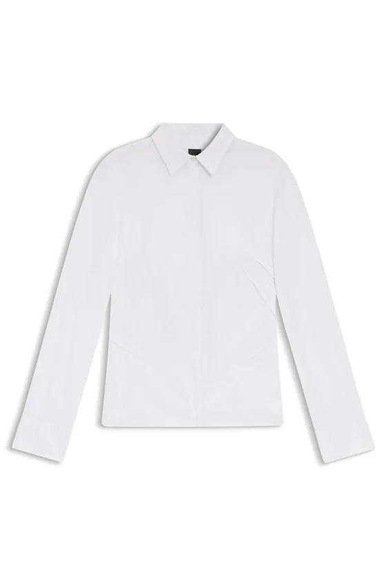 Easy-iron slim-fit blouse in cotton-blend poplin Easy-iron slim-fit blouse in cotton-blend poplin