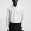 Easy-iron slim-fit evening shirt in cotton poplin