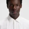 Easy-iron slim-fit evening shirt in cotton poplin