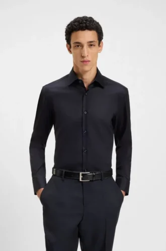 Easy-iron slim-fit shirt in cotton poplin
