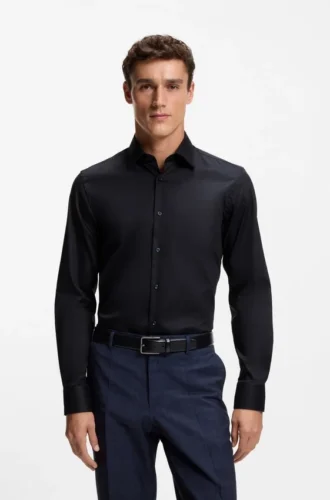 Easy-iron slim-fit shirt in cotton poplin