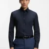 Easy-iron slim-fit shirt in stretch-cotton poplin